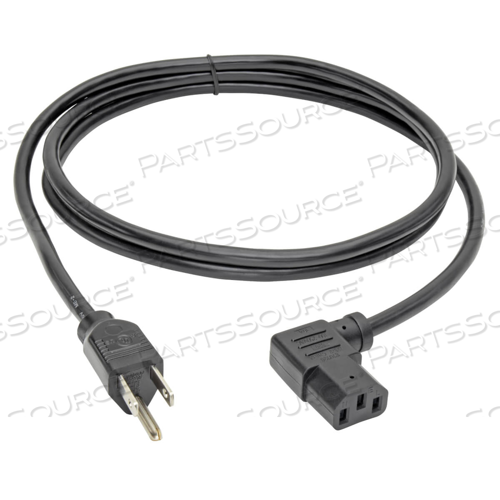 POWER CORD, 6 FT, 10 A, 125 V, 18 AWG, NEMA 5-15P TO IEC 320-C13 LEFT ANGLE, BLACK by Tripp Lite POWER CORD, 6 FT, 10 A, 125 V, 18 AWG, NEMA 5-15P TO IEC 320-C13 LEFT ANGLE, BLACK by Tripp Lite