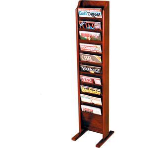 10 POCKET FREE STANDING OAK DISPLAY MAHOGANY by Wooden Mallet