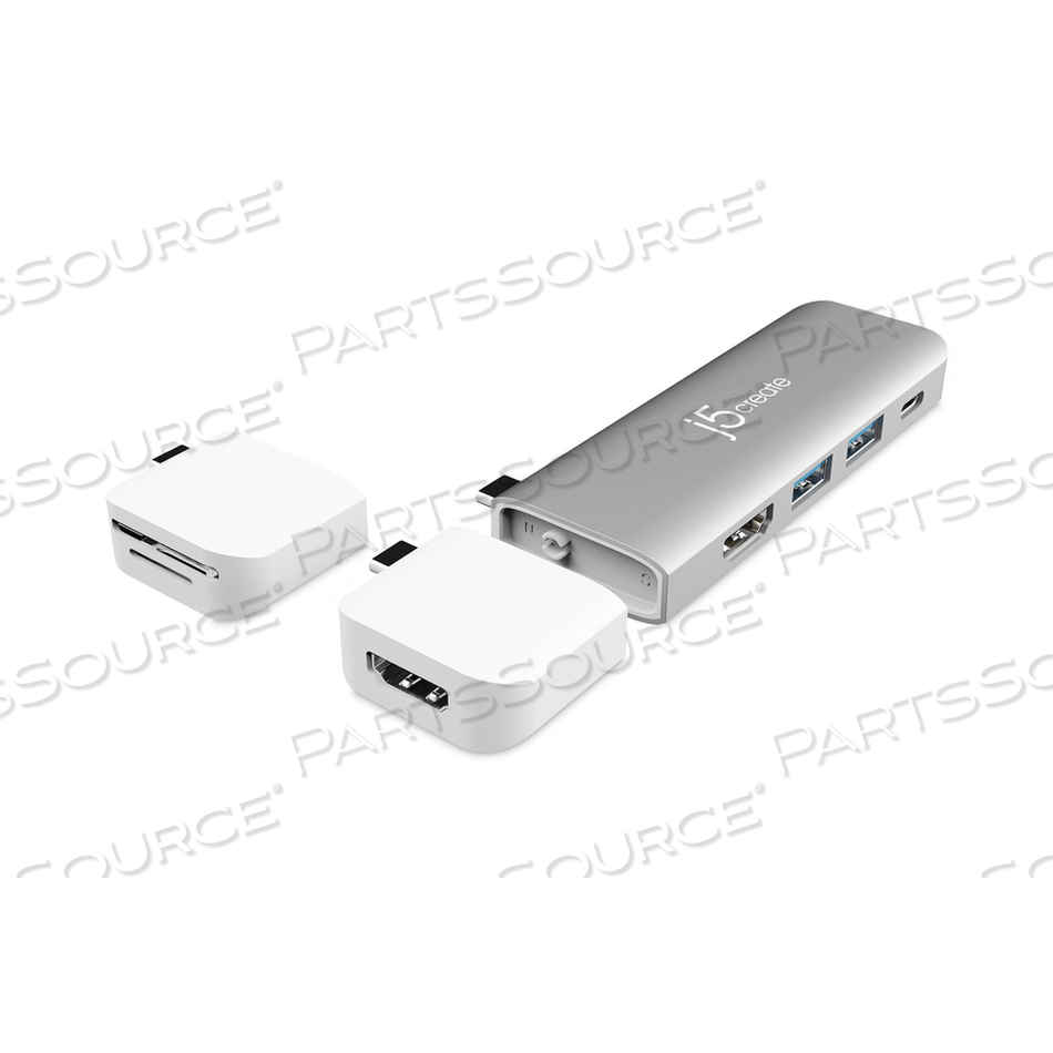 ULTRADRIVE USB-C DUAL DISPLAY MODULAR MINIDOCK, SILVER 