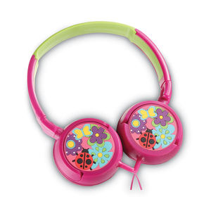 KIDDIES LOVE BUGS DESIGN STEREO EARPHONES, 4 FT CORD, PINK/GREEN/MULTICOLOR by Volkano