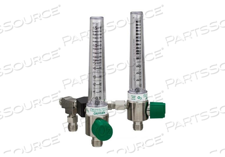 Y-BLOCK CHROME FLOWMETER, 0 TO 15 LPM, 50 PSI, OXYGEN by Precision Medical, Inc. Y-BLOCK CHROME FLOWMETER, 0 TO 15 LPM, 50 PSI, OXYGEN by Precision Medical, Inc.