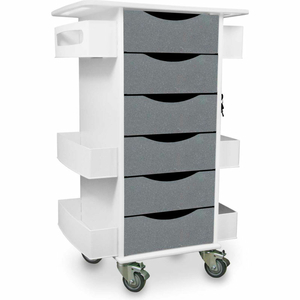 CORE LOCKING 6 DRAWER LAB CART, 23"W X 19"D X 35"H, SILVER METALLIC by TrippNT, Inc