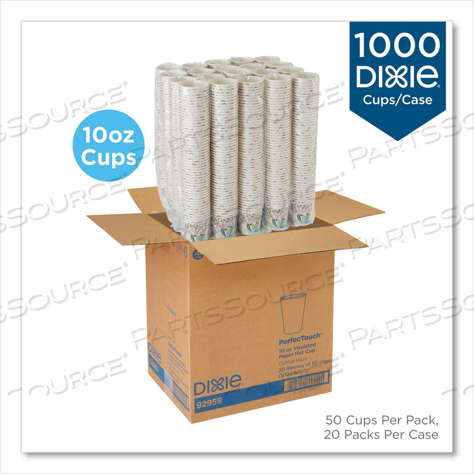 PERFECTOUCH PAPER HOT CUPS, 10 OZ, COFFEE HAZE DESIGN, 50 SLEEVE by Dixie