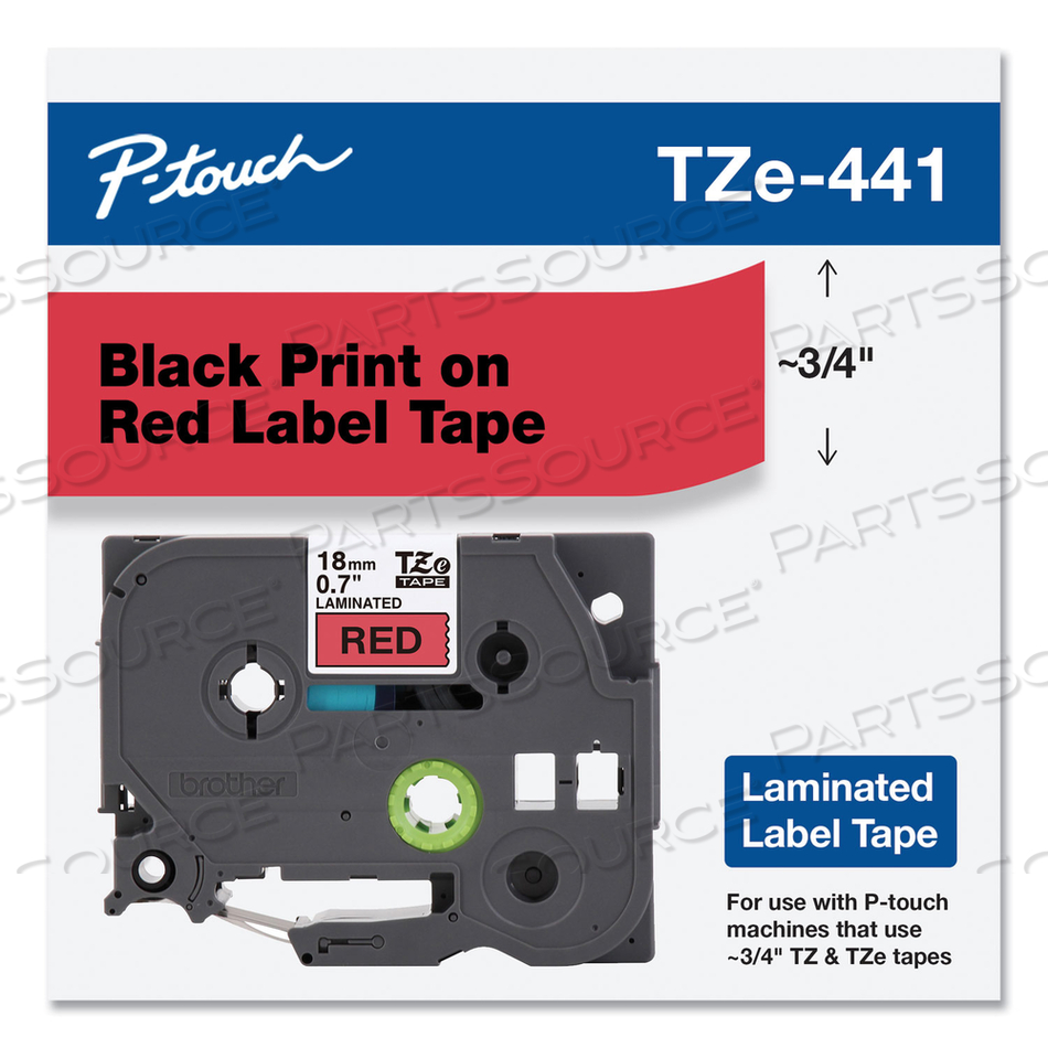 TZE STANDARD ADHESIVE LAMINATED LABELING TAPE, 0.7" X 26.2 FT, BLACK ON RED by Brother TZE STANDARD ADHESIVE LAMINATED LABELING TAPE, 0.7" X 26.2 FT, BLACK ON RED by Brother