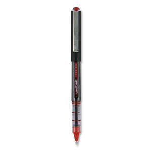 VISION ROLLER BALL PEN, STICK, MICRO 0.5 MM, RED INK, GRAY/RED BARREL, DOZEN by Uni-Ball