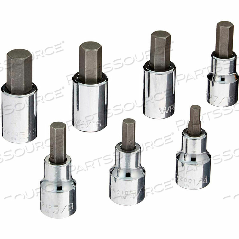 1/2" DRIVE 1/4"-5/8" 7 PIECE SAE HEX BIT HAND SOCKET SET 