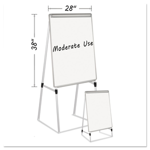 SILVER EASY CLEAN DRY ERASE QUAD-POD PRESENTATION EASEL, 45" TO 79" HIGH, SILVER by MasterVision