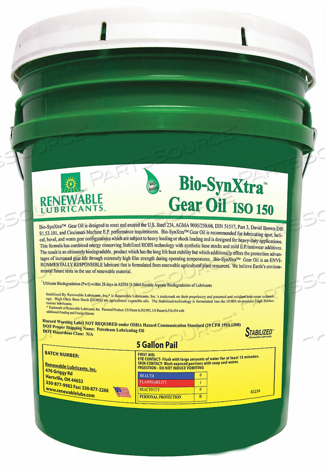 BIODEGRADABLE EP GEAR OIL 5 GAL by Renewable Lubricants