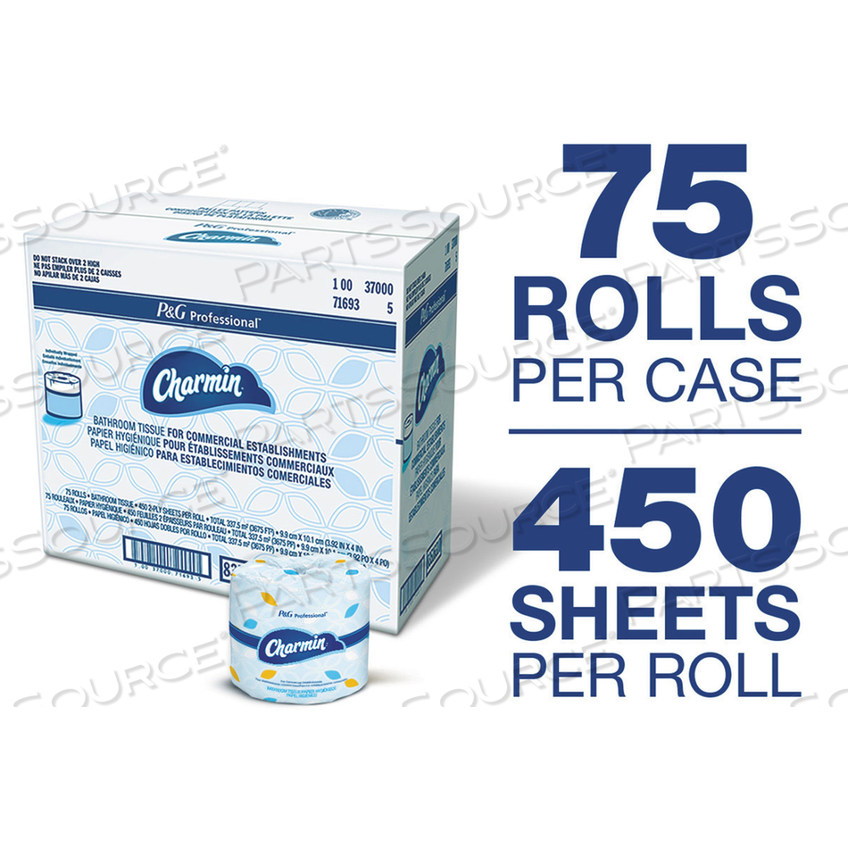 COMMERCIAL BATHROOM TISSUE, SEPTIC SAFE, INDIVIDUALLY WRAPPED, 2-PLY, WHITE, 450 SHEETS/ROLL by Charmin