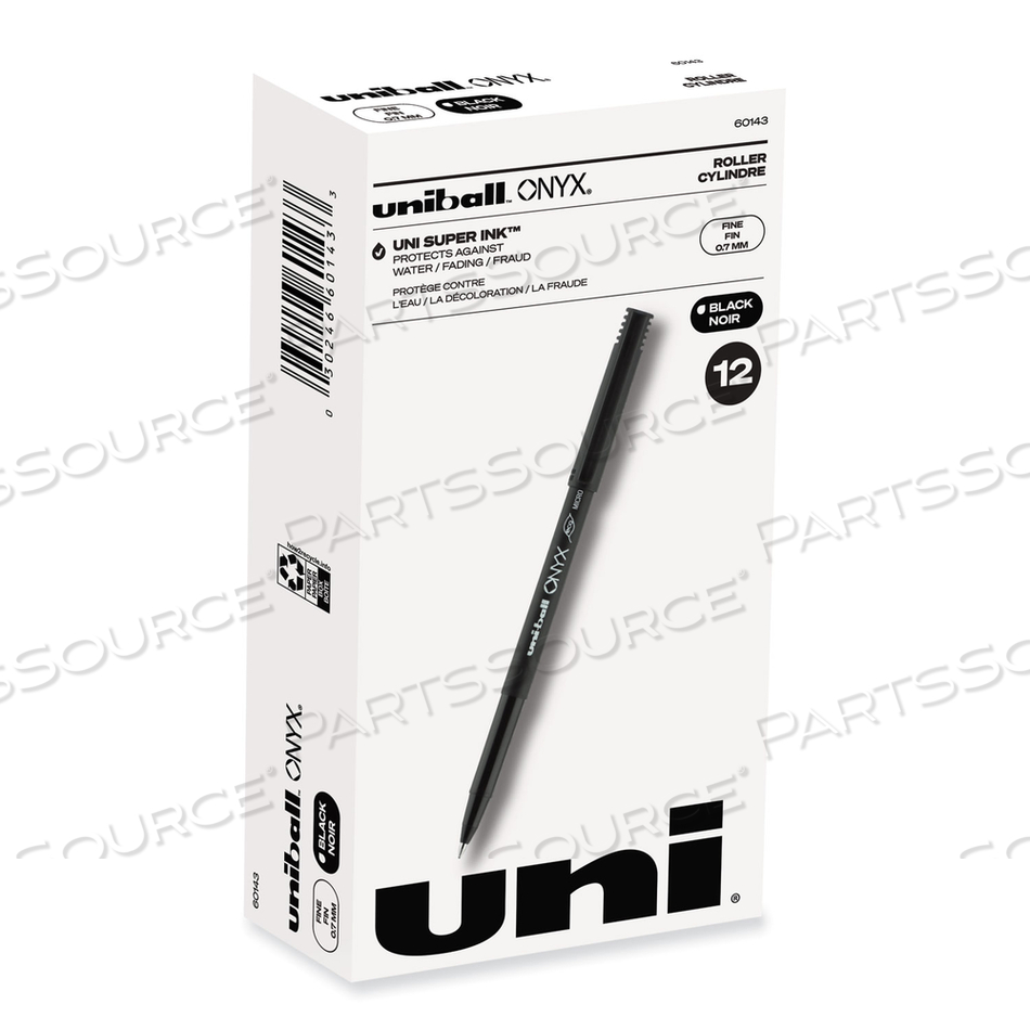 ONYX ROLLER BALL PEN, STICK, FINE 0.7 MM, BLACK INK, BLACK MATTE BARREL by Uni-Ball