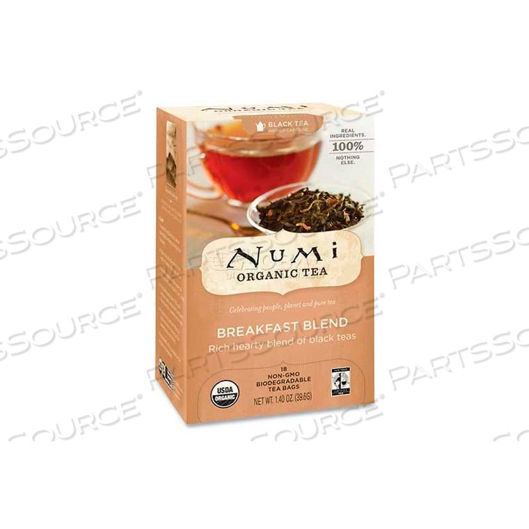 ORGANIC TEA BLACK TEA, BREAKFAST BLEND, SINGLE CUP BAGS, 18/BOX by Numi