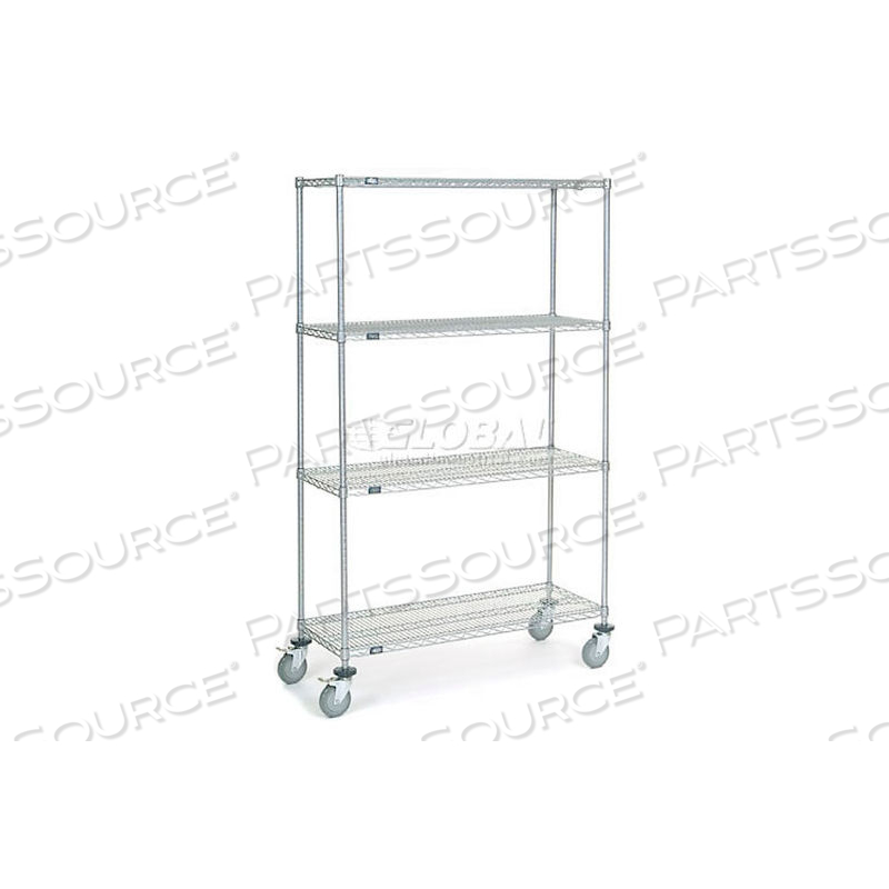 NEXEL CHROME WIRE SHELF TRUCK 48X18X80 1200 POUND CAPACITY WITH BRAKES 