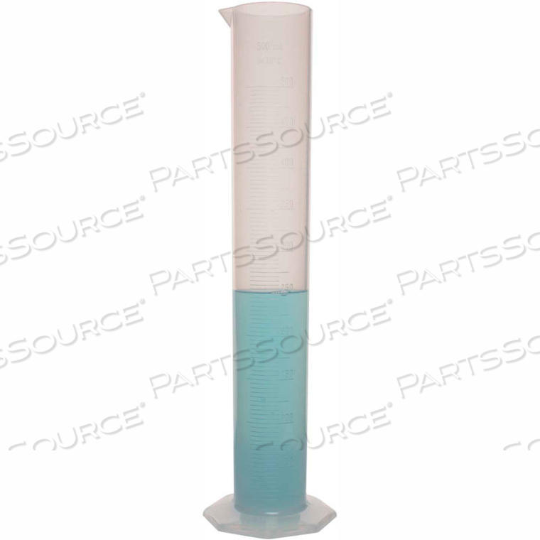 SINGLE SCALE GRADUATED CYLINDER, 500ML CAPACITY, 5.0ML GRADUATION, CLEAR, 1/PK by Bel-Art Products