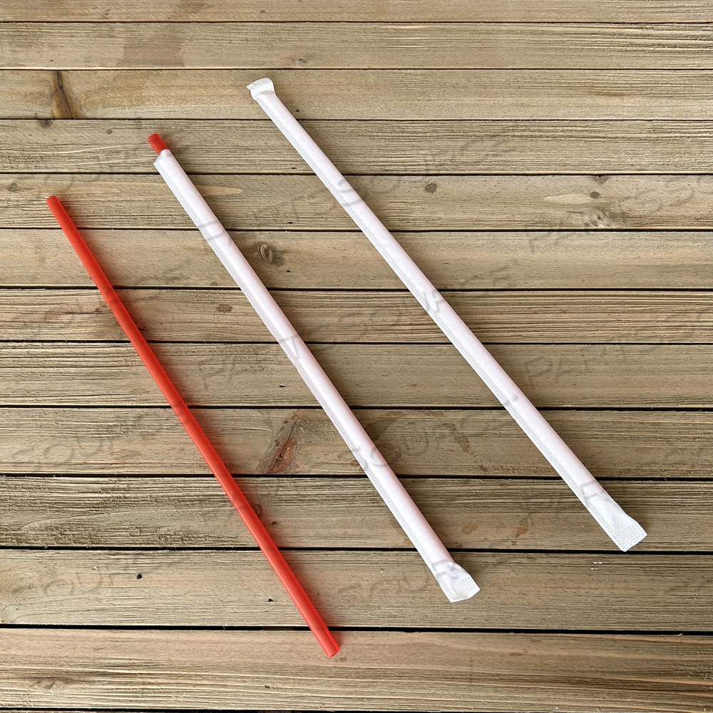 WRAPPED GIANT STRAWS, 10.25", POLYPROPYLENE, RED, 1,200/CARTON 