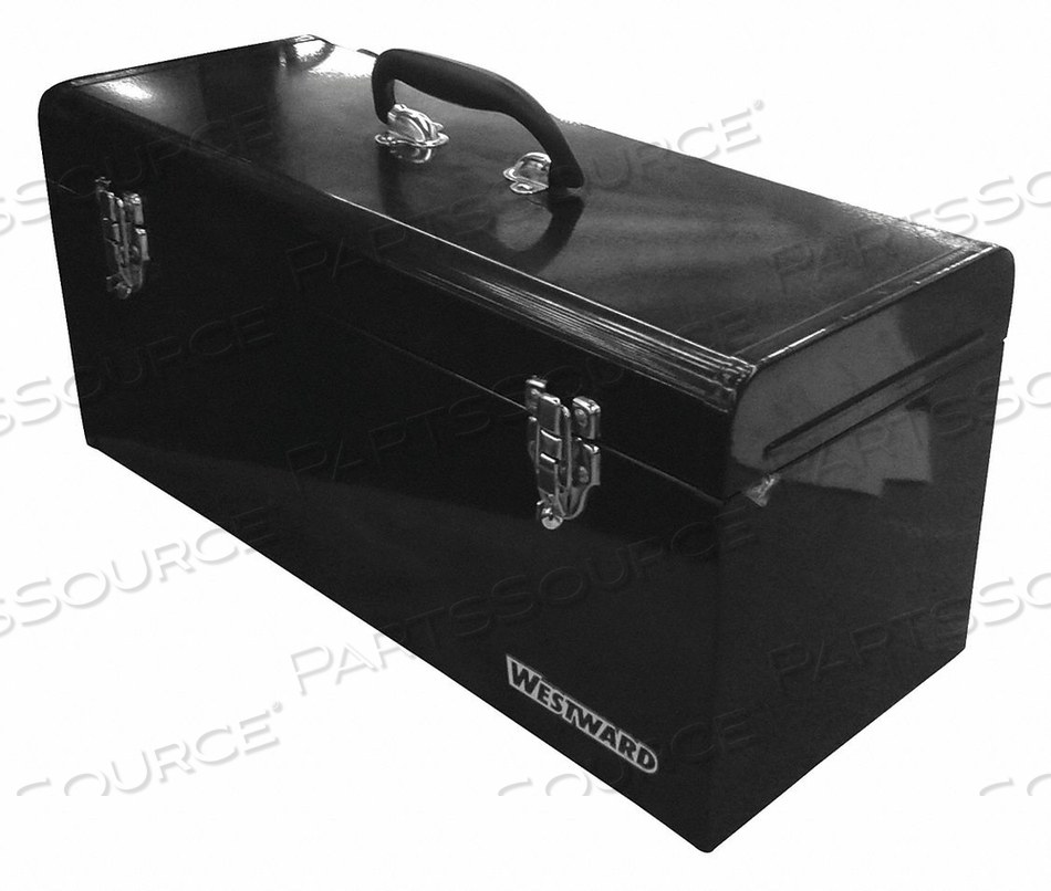 TOOL BOX, MATERIAL STEEL, OVERALL DEPTH 8 IN, OVERALL HEIGHT 9 IN, OVERALL WIDTH 24 IN, LOCKING SYSTEM PADLOCKABLE, COLOR BLACK, INCLUDES DR by Westward