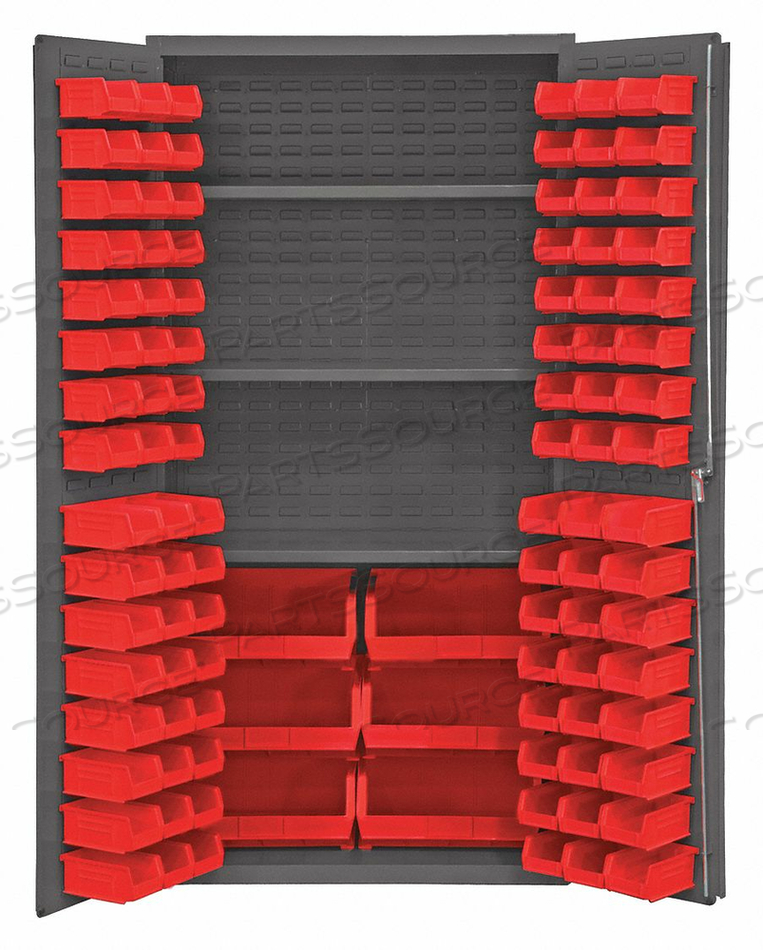 STORAGE BIN CABINET - 102 RED HOOK-ON BINS 3 ADJ. SHELF 36"WX24"DX72"H by Durham Manufacturing Company STORAGE BIN CABINET - 102 RED HOOK-ON BINS 3 ADJ. SHELF 36"WX24"DX72"H by Durham Manufacturing Company
