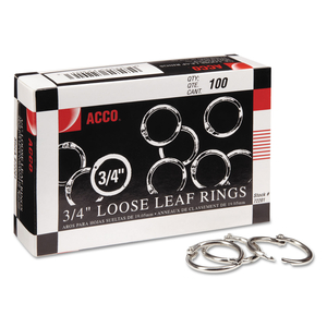 METAL BOOK RINGS, 0.75" DIAMETER, 100/BOX by ACCO Brands METAL BOOK RINGS, 0.75" DIAMETER, 100/BOX by ACCO Brands