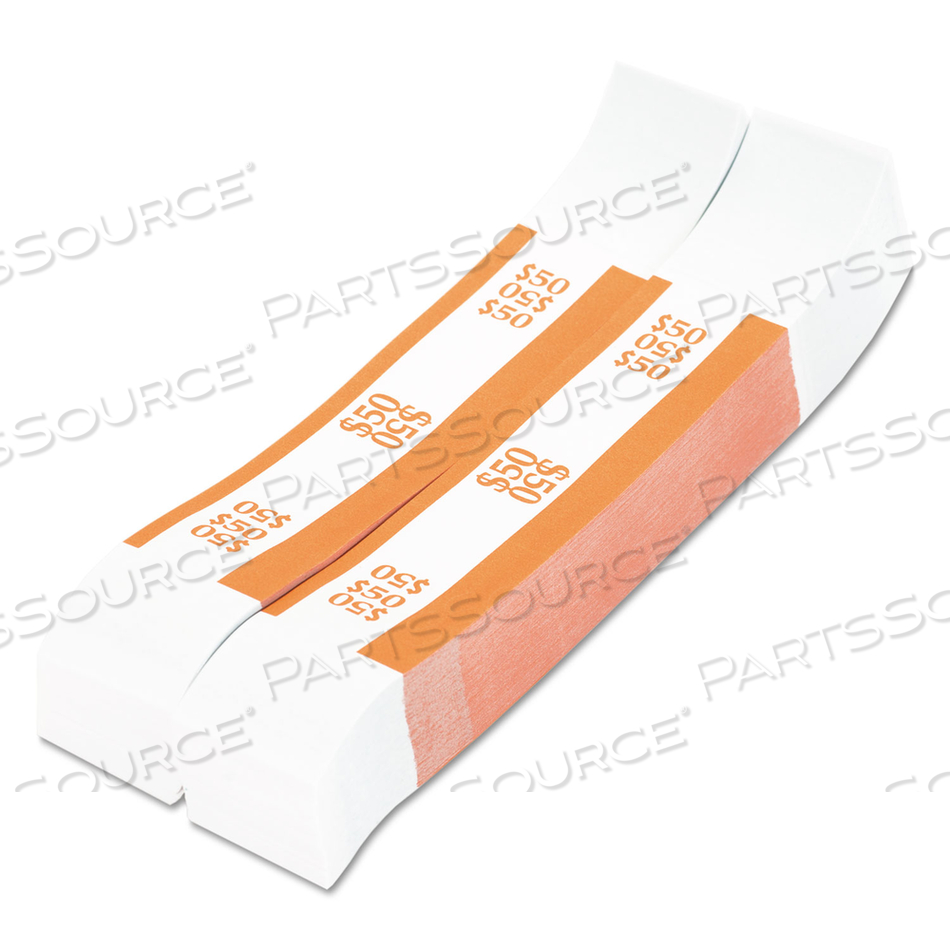 CURRENCY STRAPS, ORANGE, $50 IN DOLLAR BILLS, 1000 BANDS/PACK by Pap-R Products