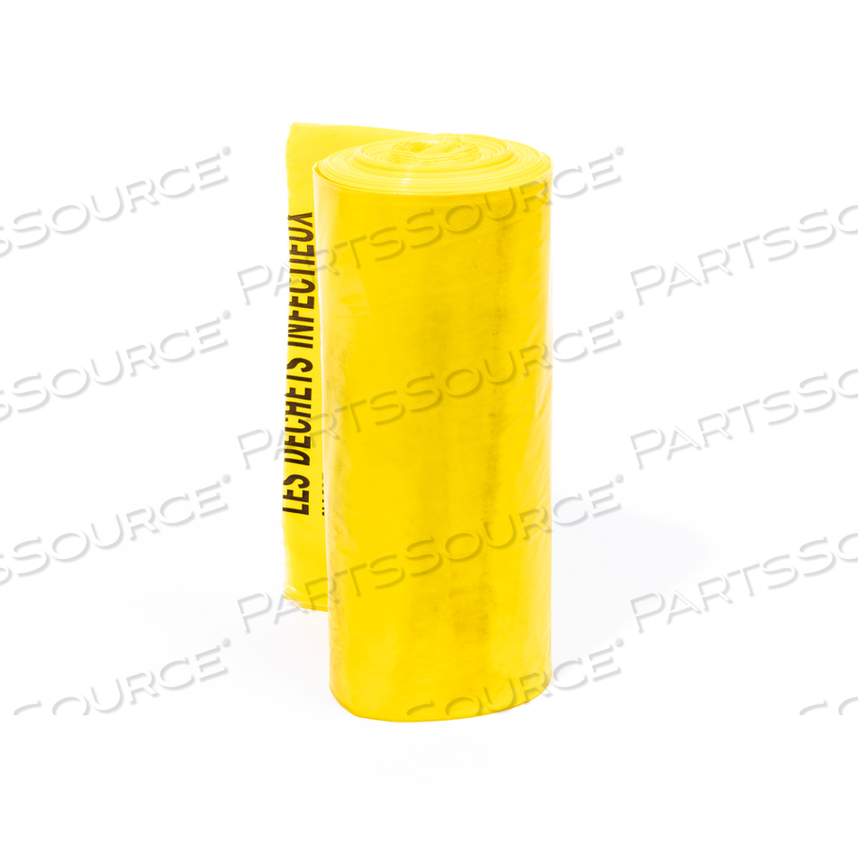 YELLOW INFECTIOUS LINEN CAN LINER, 40X47 1.3 MIL YEL INF LIN 150/CS 6/25'S CORELESS INFECTIOUS LINEN PRINT IN BLACK INK by NORAMCO (North America Plastics & Chemicals Co. Inc_