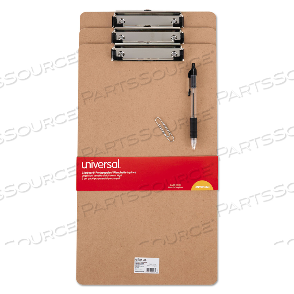 HARDBOARD CLIPBOARD WITH LOW-PROFILE CLIP, 0.5" CLIP CAPACITY, HOLDS 8.5 X 14 SHEETS, BROWN, 3/PACK by Universal HARDBOARD CLIPBOARD WITH LOW-PROFILE CLIP, 0.5" CLIP CAPACITY, HOLDS 8.5 X 14 SHEETS, BROWN, 3/PACK by Universal