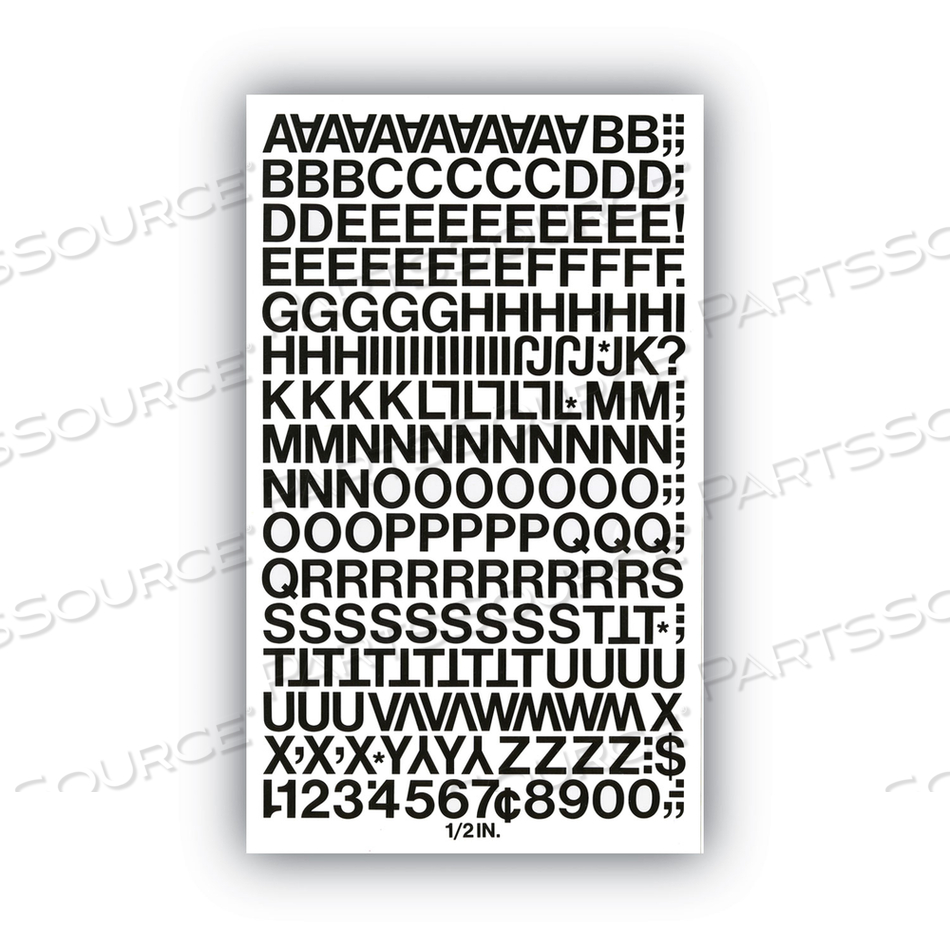 PRESS-ON VINYL LETTERS AND NUMBERS, SELF ADHESIVE, BLACK, 0.5"H by Chartpak