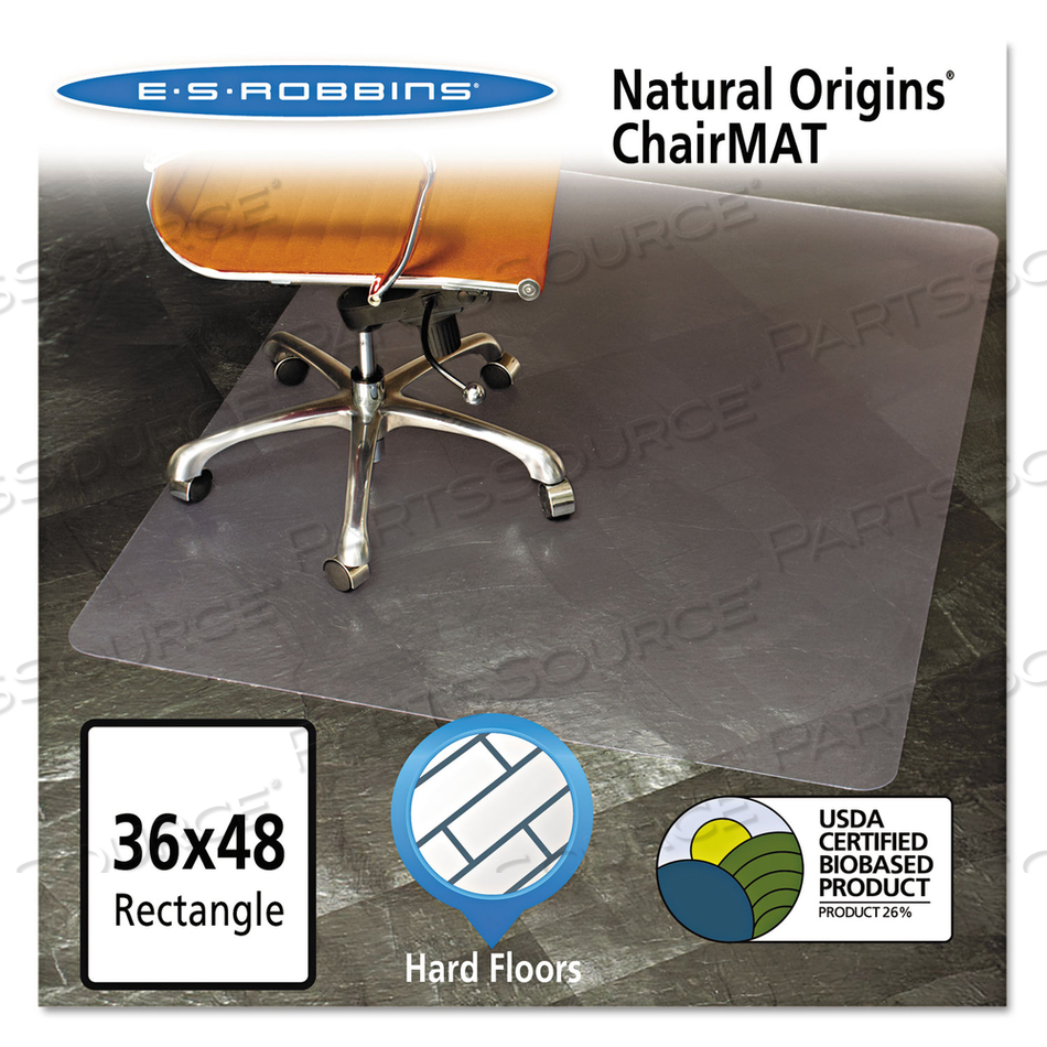 NATURAL ORIGINS CHAIR MAT FOR HARD FLOORS, 36 X 48, CLEAR by ES Robbins