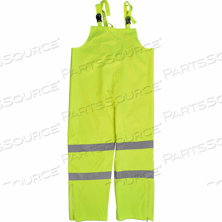 WATERPROOF BIB PANTS, ANSI CLASS E, 300D OXFORD/PU COATING, LIME, L by Petra Roc Inc WATERPROOF BIB PANTS, ANSI CLASS E, 300D OXFORD/PU COATING, LIME, L by Petra Roc Inc