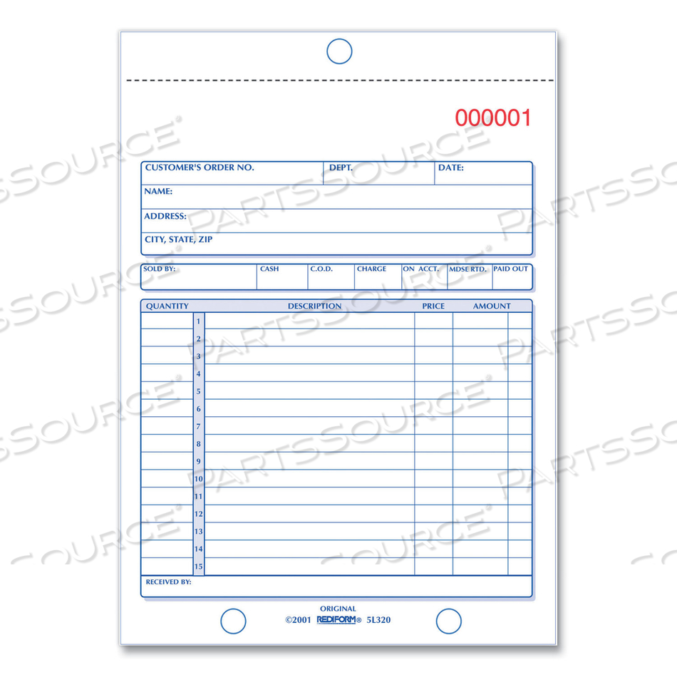 SALES BOOK, 15 LINES, TWO-PART CARBONLESS, 5.5 X 7.88, 50 FORMS TOTAL by Rediform SALES BOOK, 15 LINES, TWO-PART CARBONLESS, 5.5 X 7.88, 50 FORMS TOTAL by Rediform