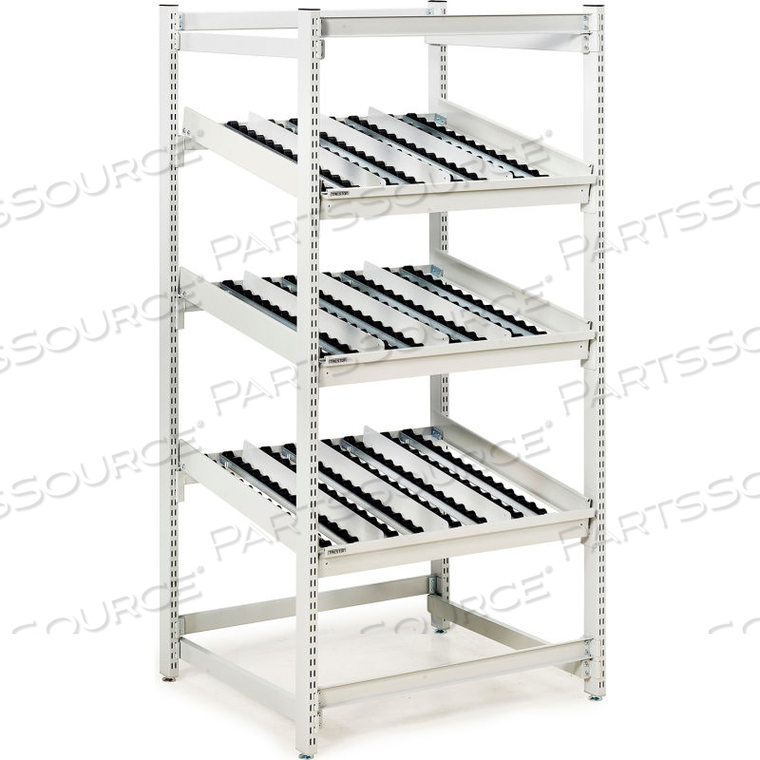 FIFO FLOW RACK M36 ESD, 36-27/37"W X 31-49/71"D X 73-3/13"H, 3 LEVELS - GRAY by Treston
