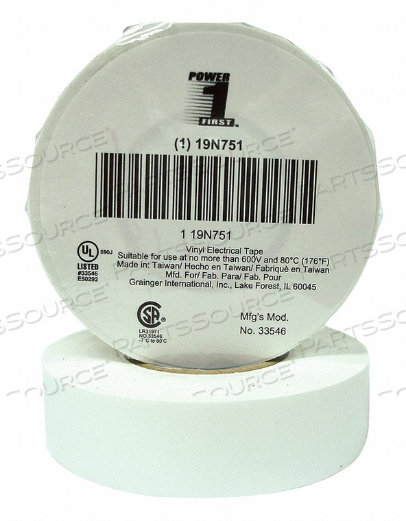 ELECTRICAL TAPE 7 MIL 3/4 X 60 FT. WHT by Power First