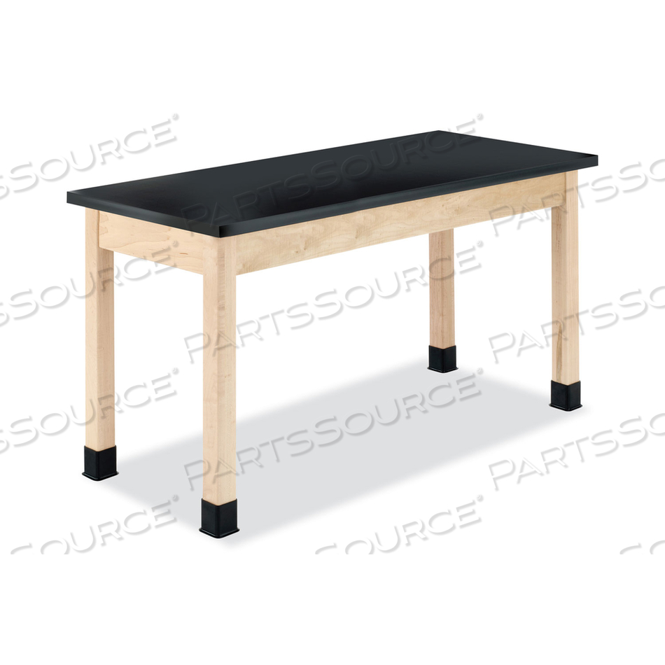 CLASSROOM SCIENCE TABLE, 54W X 24D X 36H, BLACK EPOXY RESIN TOP, OAK BASE 