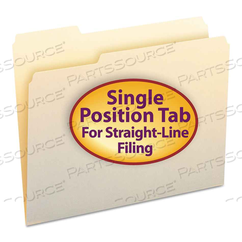 MANILA FILE FOLDERS, 1/3-CUT TABS: LEFT POSITION, LETTER SIZE, 0.75" EXPANSION, MANILA by Smead