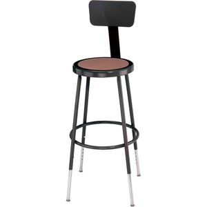 INTERION STEEL SHOP STOOL W/BACKREST & HARDBOARD SEAT - ADJUSTABLE HEIGHT 25"-33" -BLACK - 2PK by National Public Seating