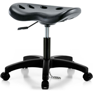 INTERION ESD POLYURETHANE TRACTOR STOOL - BLACK W/ BLACK BASE by E Com Inc