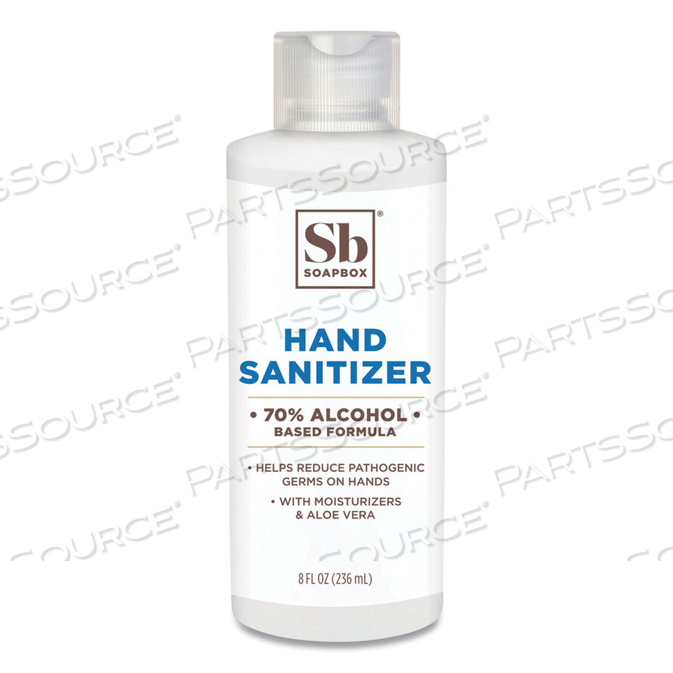 GEL HAND SANITIZER, 8 OZ BOTTLE WITH DISPENSING CAP, UNSCENTED, 24/CARTON 