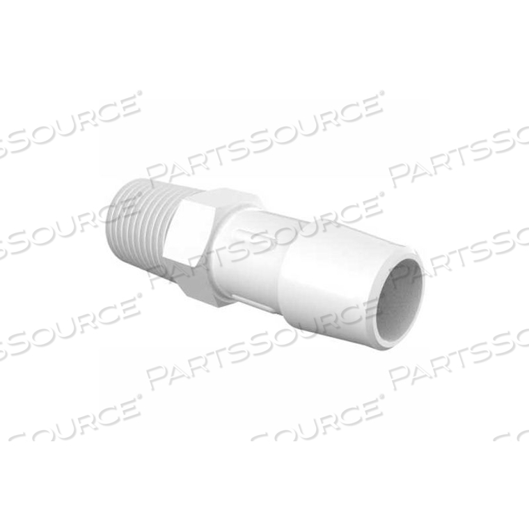 1/4-19 BSP TO 1/2" BARBED ADAPTER, NON-ANIMAL DERIVED POLYPROPYLENE 