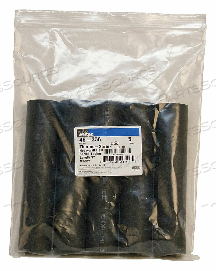SHRINK TUBING 1.5IN ID BLACK 9IN PK5 by Ideal Industries Inc.