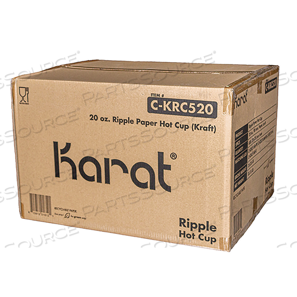 RIPPLE HOT CUPS, 20 OZ, KRAFT/WHITE by Karat
