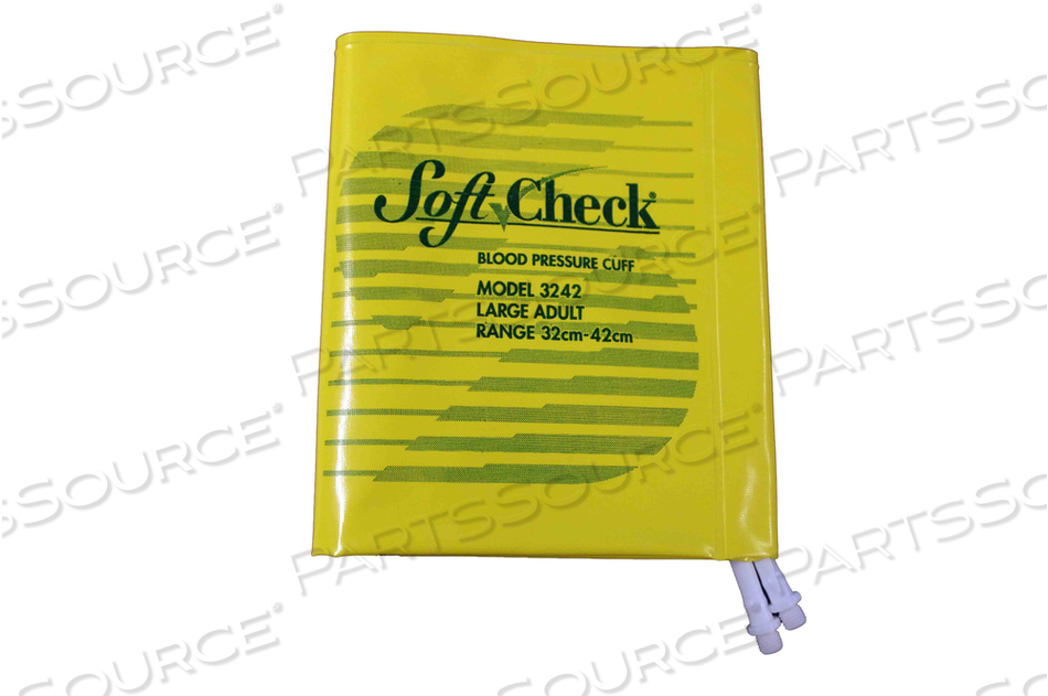 SOFTCHECK YELLOW VINYL DISPOSABLE BP CUFF, LARGE ADULT DOUBLE TUBE, DM, 20/BX 