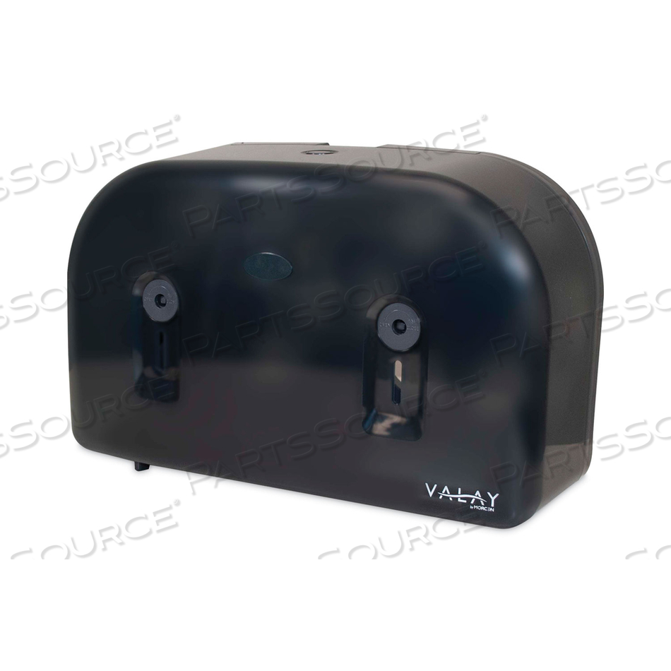 VALAY PLASTIC MINI JUMBO BATH TISSUE DISPENSER, TWO ROLLS, 9.75 X 15.87 X 5.25, BLACK by Morcon Tissue