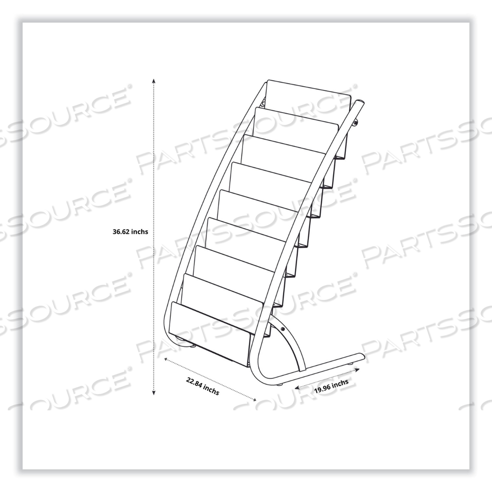 LITERATURE FLOOR DISPLAY RACK, 22.8 X 19.69 X 36.61, WHITE/WOODGRAIN by Alba