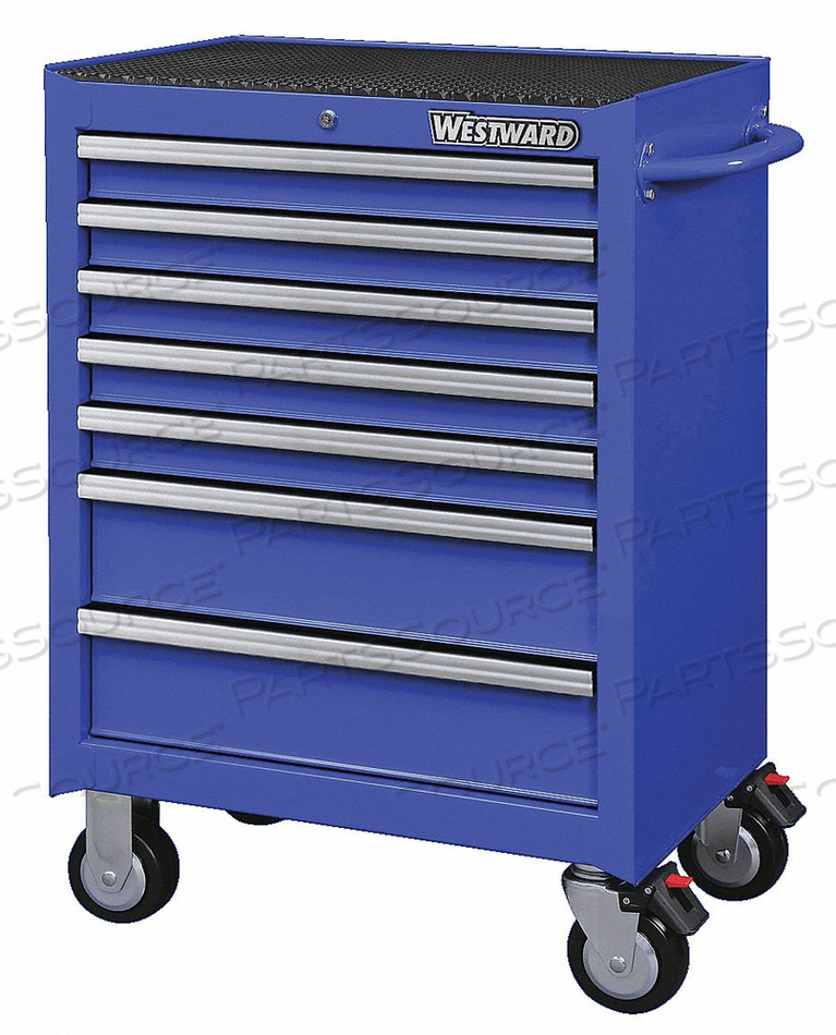 ROLLING TOOL CABINET, HEAVY DUTY, WIDTH 26 11/16 IN, DEPTH 18 IN, HEIGHT 39 7/16 IN, NUMBER OF DRAWERS 7, BLUE, DRAWER COLOR BLUE, DRAWER CA by Westward ROLLING TOOL CABINET, HEAVY DUTY, WIDTH 26 11/16 IN, DEPTH 18 IN, HEIGHT 39 7/16 IN, NUMBER OF DRAWERS 7, BLUE, DRAWER COLOR BLUE, DRAWER CA by Westward