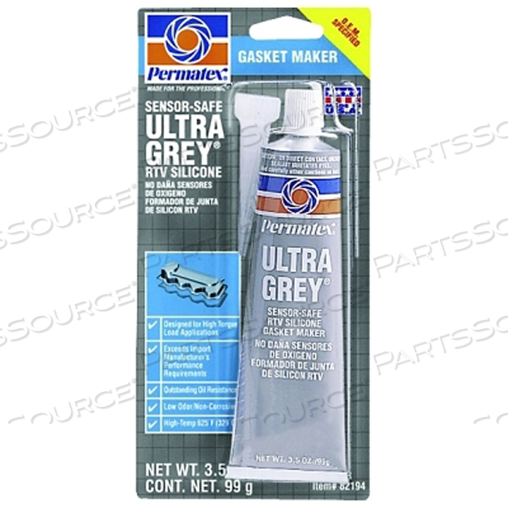 ULTRA SILICONE RTV GASKET MAKER 3.5 OZ, TUBE, ULTRA GREY by Permatex