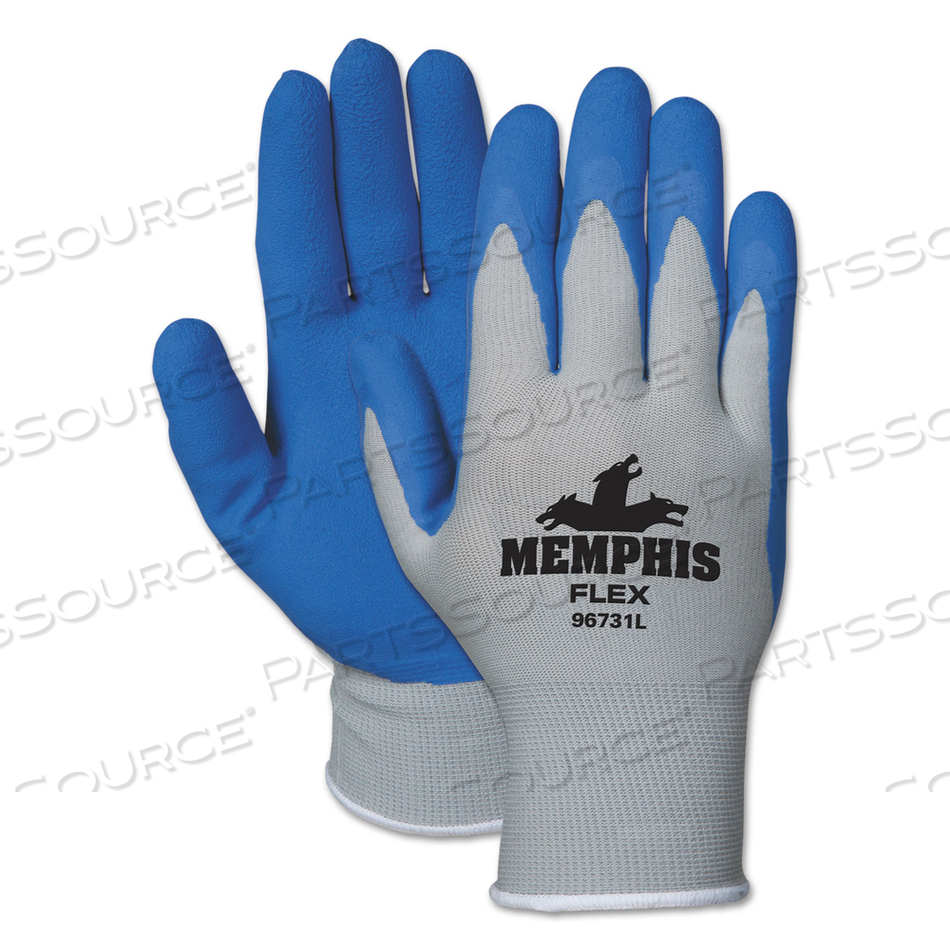 MEMPHIS FLEX SEAMLESS NYLON KNIT GLOVES, MEDIUM, BLUE/GRAY by MCR Safety