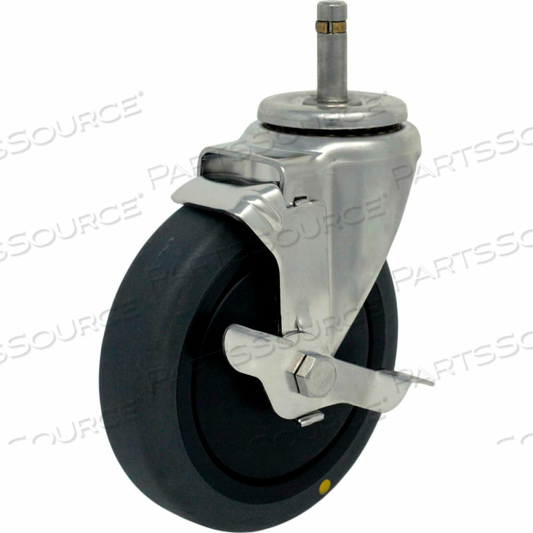 CASTERS SWIVEL STEM CASTER - 3"DIA. COND. THERMO RBBR WITH TECH LOCK, 1-3/8"H STEM 