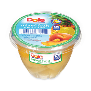 MIXED FRUIT IN 100% FRUIT JUICE CUPS, PEACHES/PEARS/PINEAPPLE, 7 OZ CUP, 12/BOX by Dole