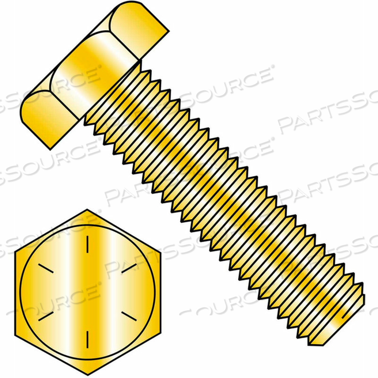 1/2-20 X 3 HEX TAP BOLT - GRADE 8 - FULL THREAD - ZINC YELLOW - PKG OF 25 by Kanebridge Corporation