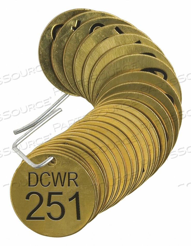 NUMBER TAG BRASS DCWR 251-275 PK25 by Brady Americas