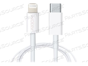 AXIOM, LIGHTNING CABLE, LIGHTNING MALE TO USB-C MALE, 3 FT, WHITE, FOR APPLE IPAD/IPHONE/IPOD (LIGHTNING) by Axiom