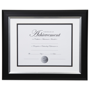 2-TONE 11 X 14 DOCUMENT FRAME, 8.5 X 11 INSERT, BLACK/SILVER FRAME, WHITE MAT by DAX